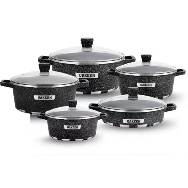 UAKEEN VK-45 Die-Cast Granite Cookware Set (5-Piece)