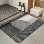 Quick Dry Grey Bath Mat: Absorbent Stone Design