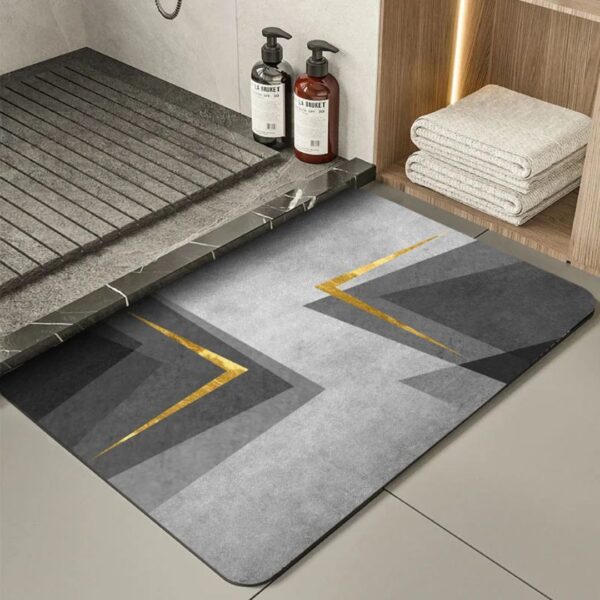 Quick Dry Grey Bath Mat: Absorbent Stone Design