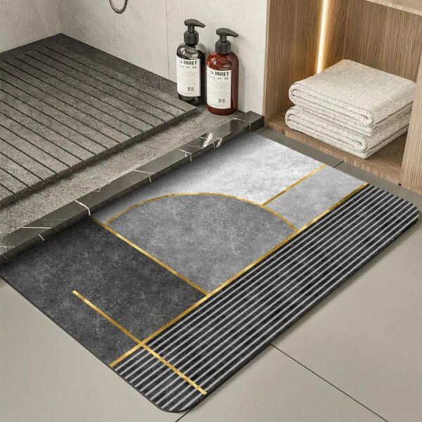 Quick Dry Grey Bath Mat: Absorbent Stone Design
