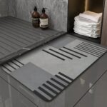 Quick Dry Grey Bath Mat: Absorbent Stone Design