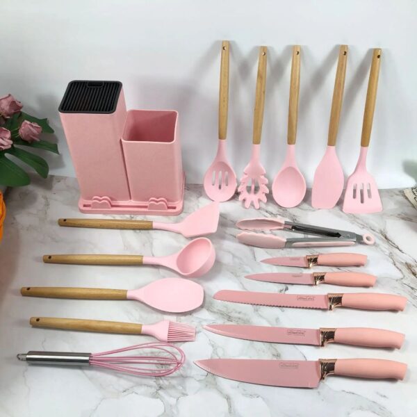 Silicone laddel and knife set