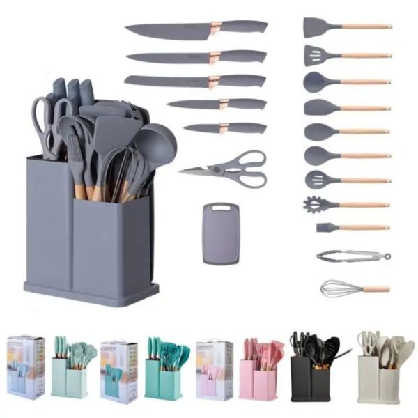Silicone laddel and knife set