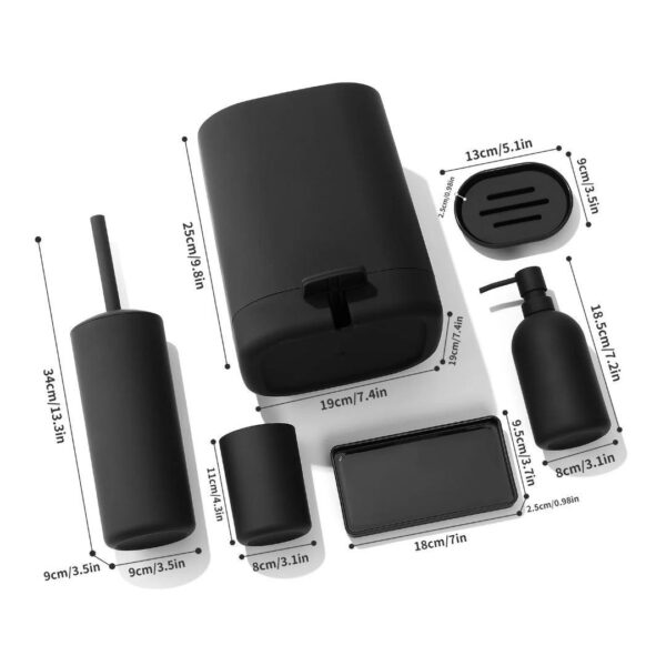 Modern 5-Piece Grey Plastic Bathroom Accessory Set