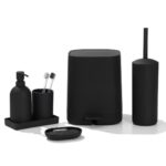 Modern 5-Piece Grey Plastic Bathroom Accessory Set