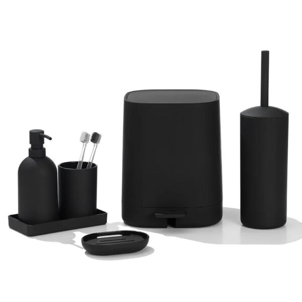 Modern 5-Piece Grey Plastic Bathroom Accessory Set