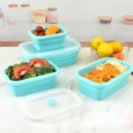 4 Set Collapsible Silicone Food Storage Containers with Lids