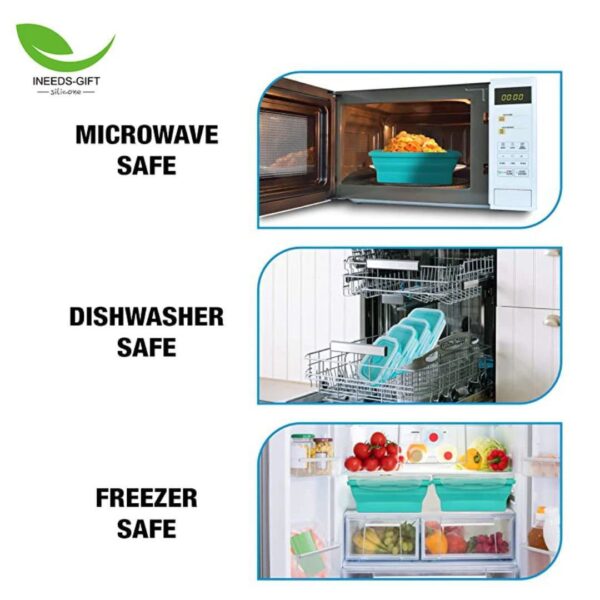 4 Set Collapsible Silicone Food Storage Containers with Lids