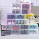 Stackable Clear Pink Plastic Shoe Storage Box