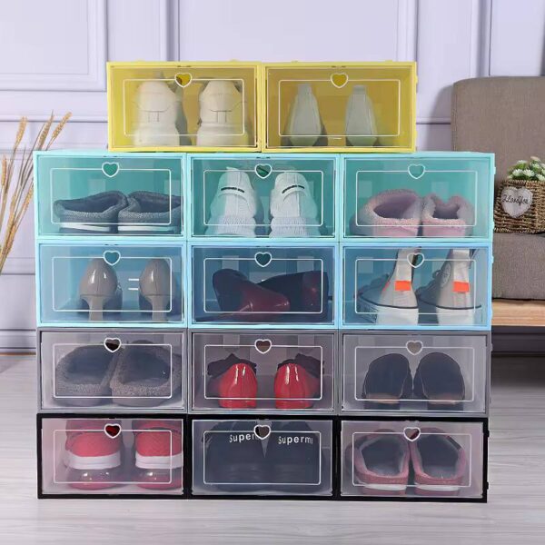 Stackable Clear Pink Plastic Shoe Storage Box
