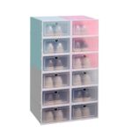 Stackable Clear Pink Plastic Shoe Storage Box