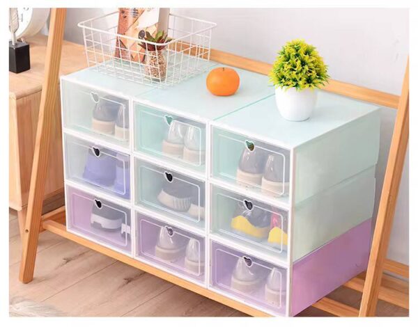 Stackable Clear Pink Plastic Shoe Storage Box