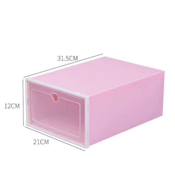 Stackable Clear Pink Plastic Shoe Storage Box