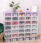 Stackable Clear Pink Plastic Shoe Storage Box