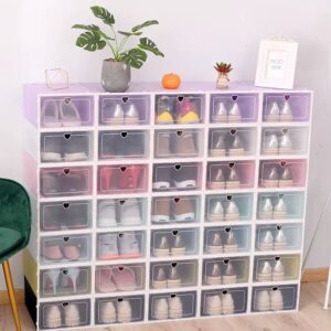 Stackable Clear Pink Plastic Shoe Storage Box
