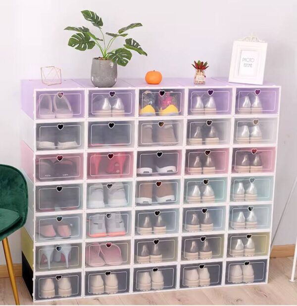 Stackable Clear Pink Plastic Shoe Storage Box