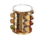 12 pcs Rotating Spice Rack with LED Light & Mirror Top