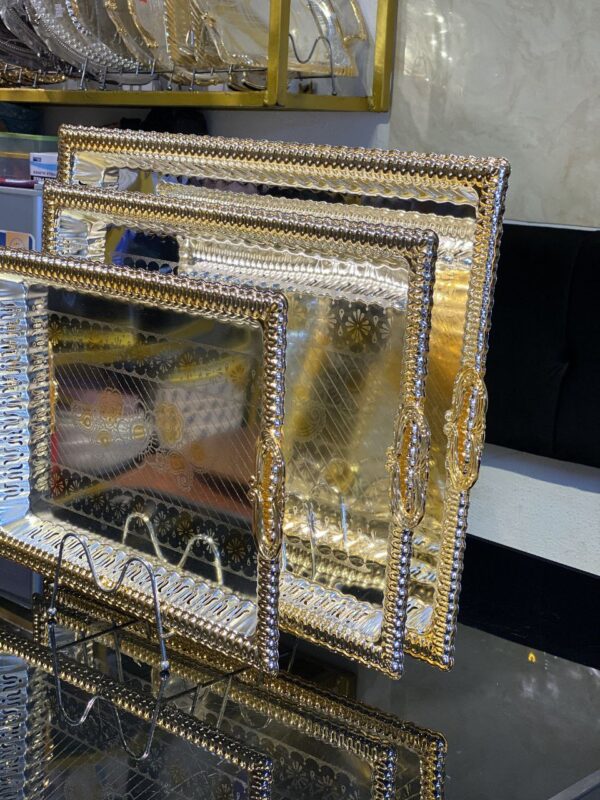 Elegant Gold-Colored Decorative Serving Trays