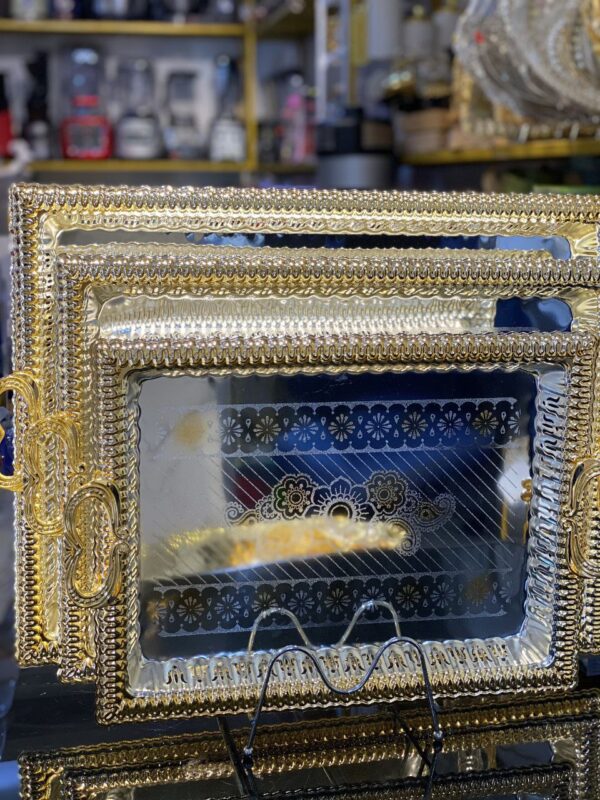 Elegant Gold-Colored Decorative Serving Trays