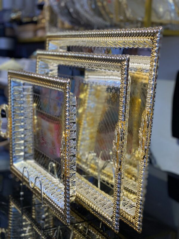 Elegant Gold-Colored Decorative Serving Trays