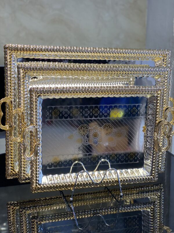 Elegant Gold-Colored Decorative Serving Trays