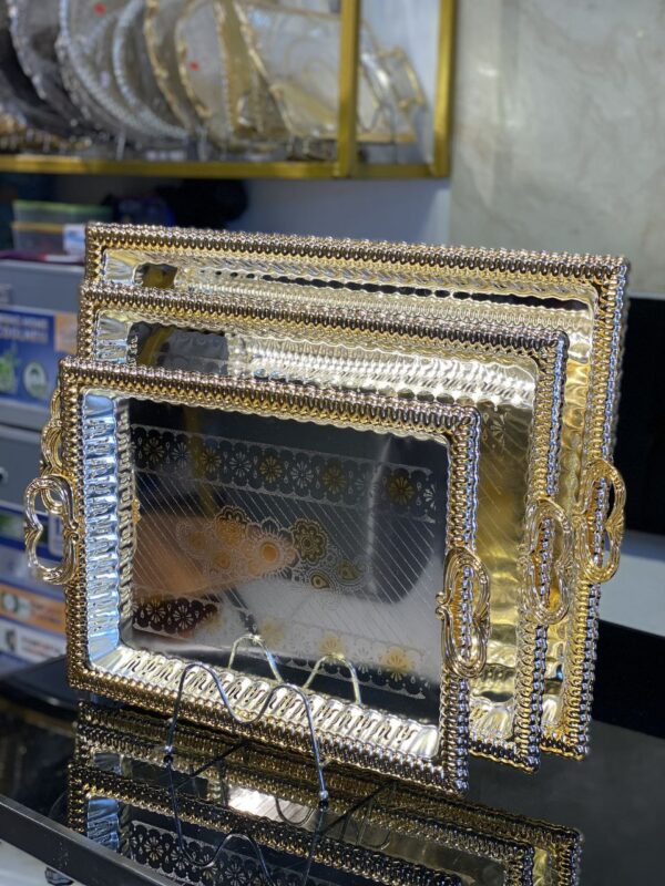 Elegant Gold-Colored Decorative Serving Trays
