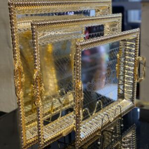 Elegant Gold-Colored Decorative Serving Trays