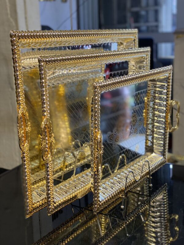 Elegant Gold-Colored Decorative Serving Trays