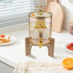3.6L Glass Beverage Dispenser with Wooden Stand & Deer Head Lid