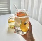 Glass cup with straw small size