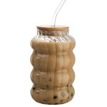 Glass cup with straw small size