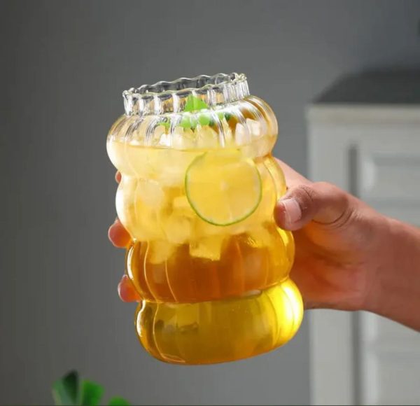 Glass cup with straw small size