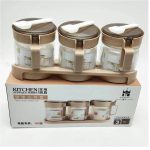 3-Piece Glass Spice Jar Set with Wooden Tray