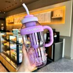 Ice Cream Water Bottle with Straw & Handle
