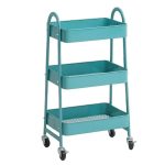 3-Tier Metal Rolling Utility Cart - Multi-Purpose Storage Organizer