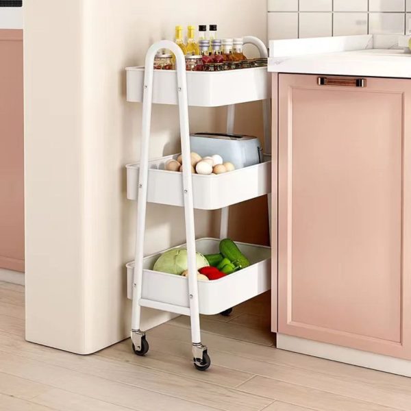 3-Tier Metal Rolling Utility Cart - Multi-Purpose Storage Organizer