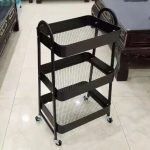 3-Tier Metal Rolling Utility Cart - Multi-Purpose Storage Organizer
