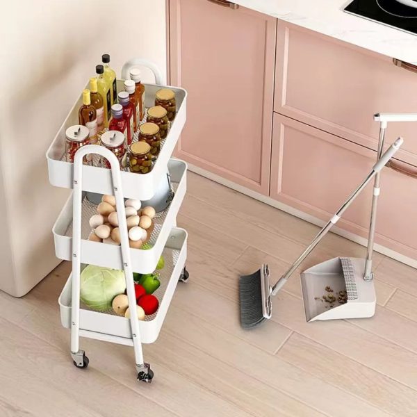 3-Tier Metal Rolling Utility Cart - Multi-Purpose Storage Organizer
