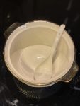Elegant Ceramic Serving Bowl with Gold Rim & Lid
