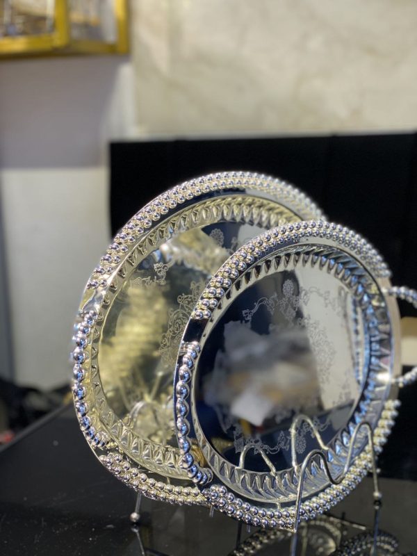 2pcs Luxurious Stainless Steel Serving Trays