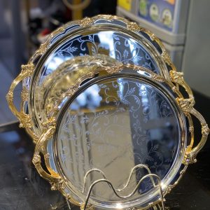 3pcs Luxurious Stainless Steel Serving Trays