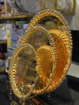 3pcs Luxurious Gold Serving Trays – Ornate Mandala Embossed Design with Beaded Rim