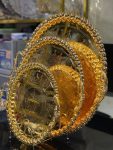 3pcs Luxurious Gold Serving Trays – Ornate Mandala Embossed Design with Beaded Rim