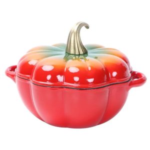 Enamel Pumpkin-Shaped Cast Iron Dutch Oven
