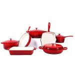 7-Piece Orange Enameled Cast Iron Cookware Set