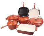 7-Piece Orange Enameled Cast Iron Cookware Set