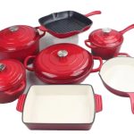 7-Piece Orange Enameled Cast Iron Cookware Set