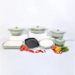 7-Piece Orange Enameled Cast Iron Cookware Set