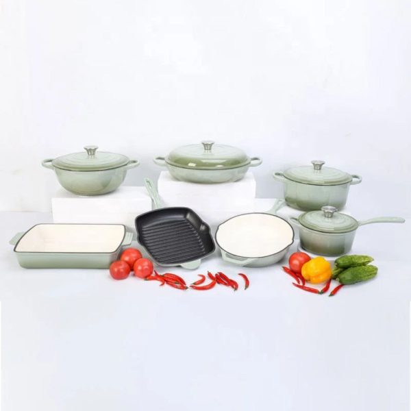 7-Piece Orange Enameled Cast Iron Cookware Set