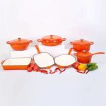 7-Piece Orange Enameled Cast Iron Cookware Set